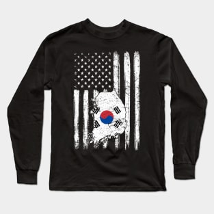 Vintage Korea Sunflower Flag Korea Lover Long Sleeve T-Shirt